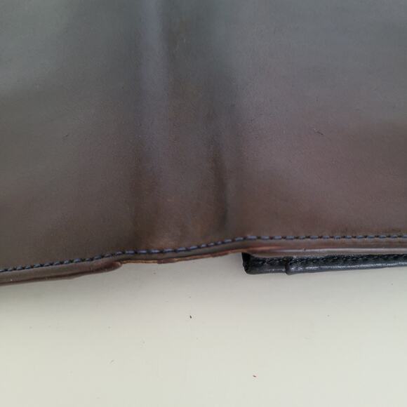 Paul Smith Designer Checkbook Card Bill Holder Wallet Brown Blue Bifold Leather - Picture 8 of 13